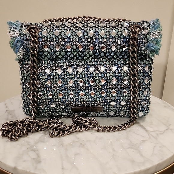 NWT Kurt Geiger London Elegant Blue/Teal Beaded Handbag - Picture 5 of 15